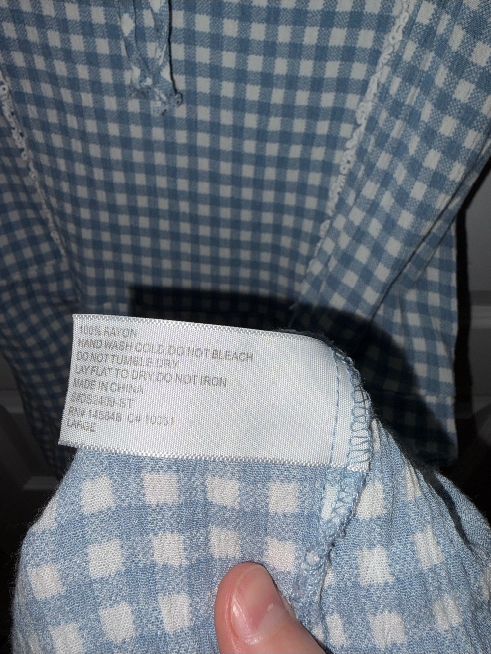 Blue Gingham Spaghetti Strap Sundress French Grey Large - Picture 6 of 6